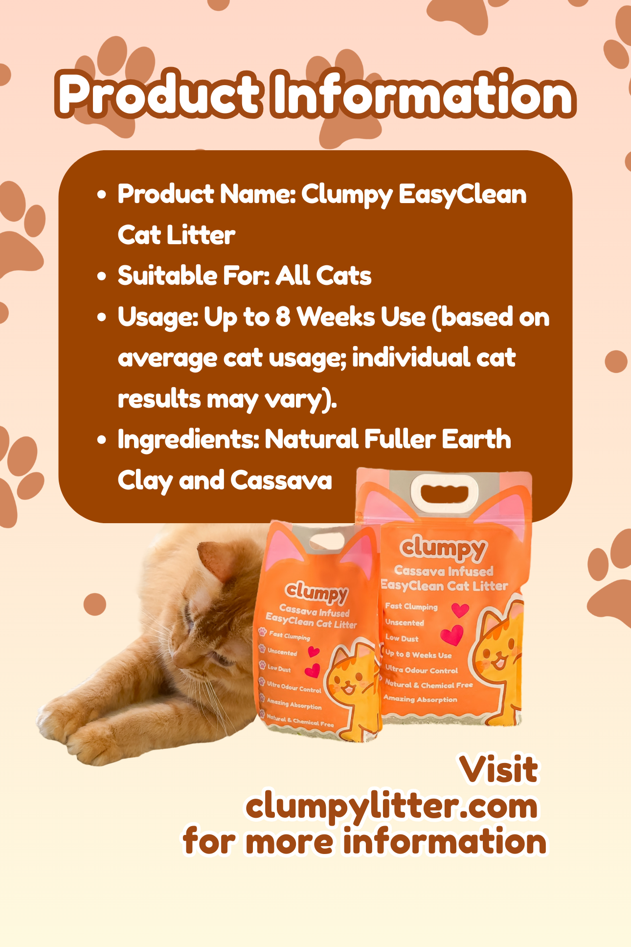 30L Clumpy EasyClean Cassava Cat Litter 21KG Bundle